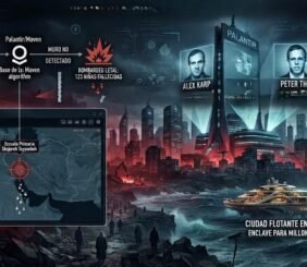 Infografía digital de estilo futurista y distópico titulada "La Nueva Oligarquía Tecnológica"